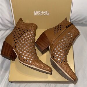 Michael Kors Brown Woven Ankle Booties